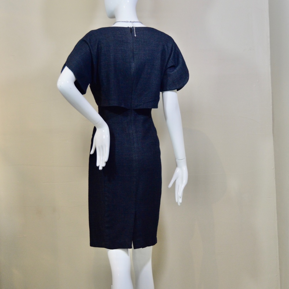 Dark Grey Danuta Virgin Wool Pencil Dress by BOSS Hugo Boss 📏 Size: 4 (Small) | - Picture 4 of 12